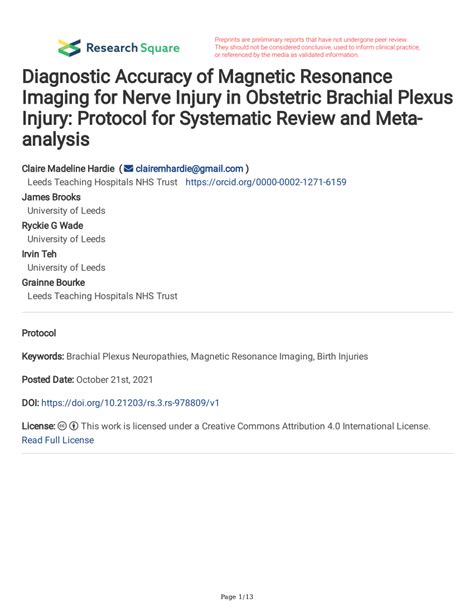 Pdf Diagnostic Accuracy Of Magnetic Resonance Imaging For Nerve