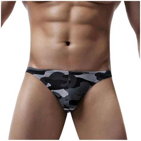 Rpvati Mens Camouflage Low Rise Thong Underwear Sexy G String Jockstrap