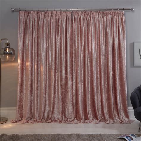 Sienna Crushed Velvet Pencil Pleat Curtains Ready Made Pair Fully Lined