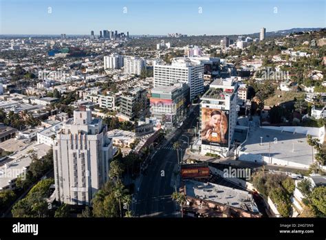 Aerial View Of The Sunset Strip In West Hollywood California Stock