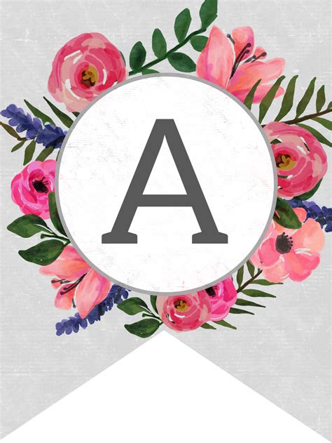 Floral Alphabet Banner Letters Free Printable Paper Trail Design