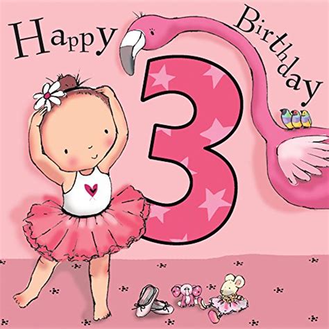 Buy Twizler 3rd Birthday Card For Girl With Pink Ballerina Age 3 Birthday Card Age 3 Card