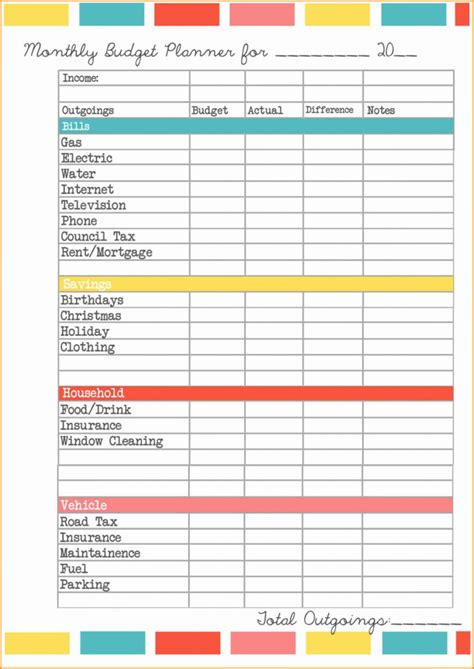 Template For Excel Budget Spreadsheet Inside Home Budget