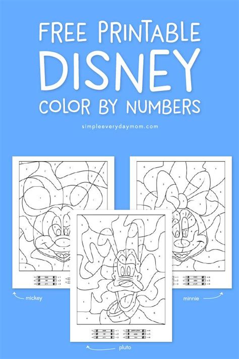 Free Disney Color By Number Printables For Kids Disney Activities
