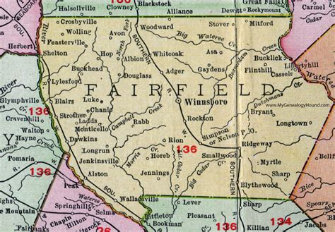 Fairfield County South Carolina 1911 Map Rand Mcnally Winnsboro