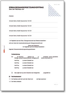 Laden sie gäste mit einer. Erbauseinandersetzungsvertrag • DE Vertrag Download