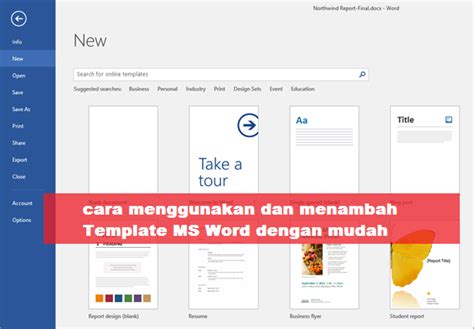 Kali saya akan membahas mengenai fungsi icon menu tab pada microsoft word 2013. cara menggunakan dan menambah Template MS Word dengan ...