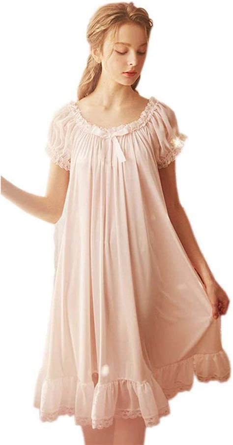 Womens Vintage Nightgowns Nightdress Satin Silk Victorian Sleepwear