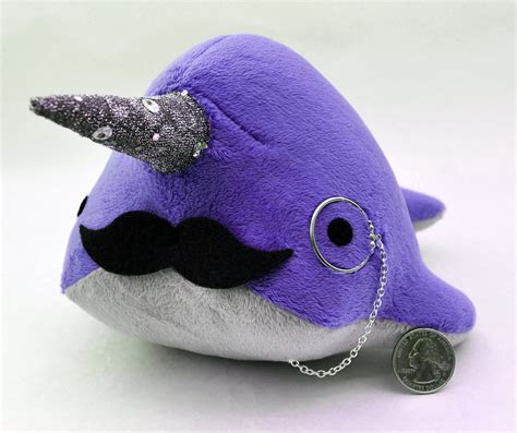 Narwhal Plush With Mustache And Monocle Medium By Ostrichfarm