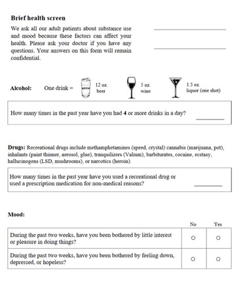 Screening Forms Sbirt Oregon