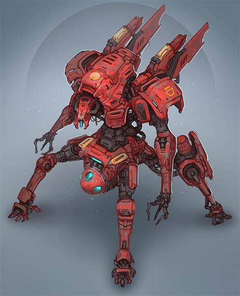Red Machine By Brobossa Robot Art Robots Concept Cyberpunk Art