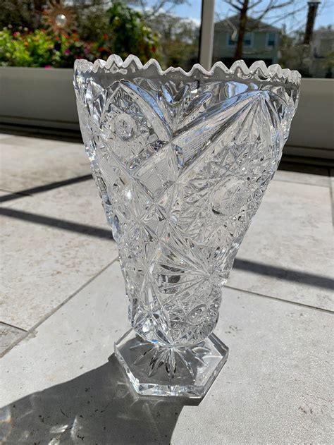 Antique 24 Lead Crystal Large Vase Lead Glass Leaded Glass Etsy