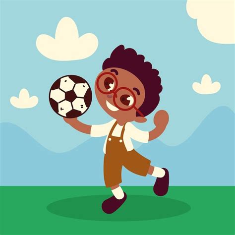 Premium Vector Little Boy With Soccer Ball