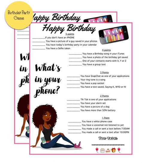 Girls Birthday Party Game Whats In Your Phone Teen Or Tween Etsy