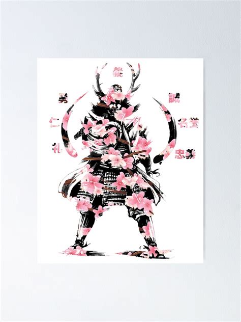 Samurai And Cherry Blossoms Bushido In Japanese Poster For Sale By