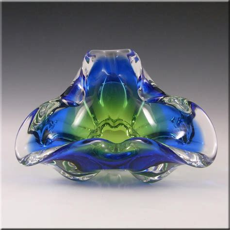 chribska czech blue and green glass bowl by josef hospodka £30 00 mid century vintage czech