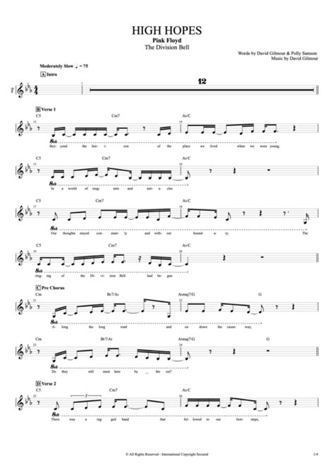 High Hopes Tab By Pink Floyd Guitar Pro Full Score Mysongbook