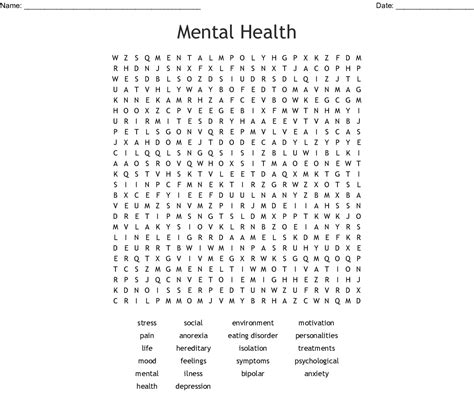 Printable Crossword Puzzles For Mental Health Printable