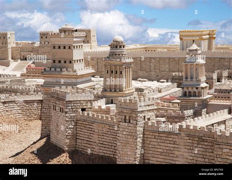 Model Of Herods Palace In Jerusalem Showing The Three Towers Stock