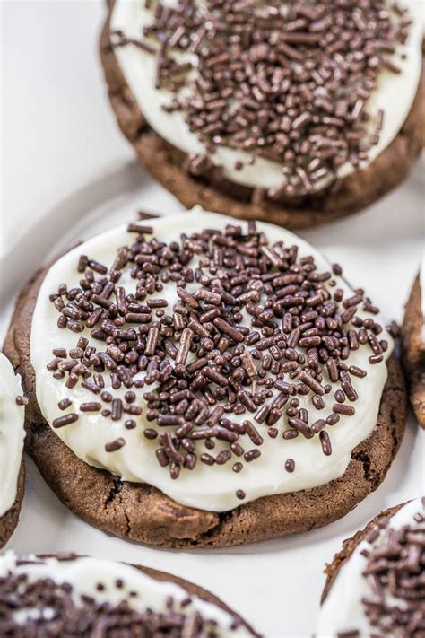 Soft Frosted Double Chocolate Cookies Averie Cooks