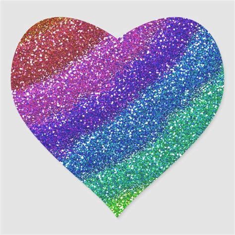 Glitters Rainbow Heart Sticker Zazzle Heart Stickers Rainbow Heart