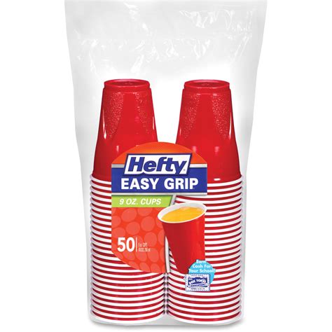 Hefty Disposable Plastic Cups Red 9 Ounce 50 Count