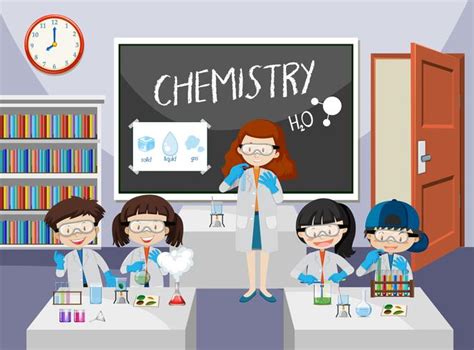 Students Experiment In Chemistry Class 295470 Vector Art At Vecteezy