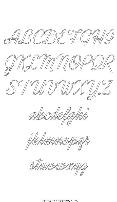 Retro Vintage Cursive Free Printable Letter Stencils With Outline