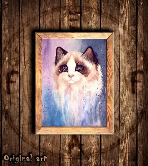 Ragdoll Cat Portraitcat Portraitwatercolor Paintingpet Etsy