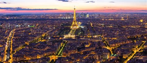 Panorama View Of Eiffel Tower With Paris City Skyline At Night I