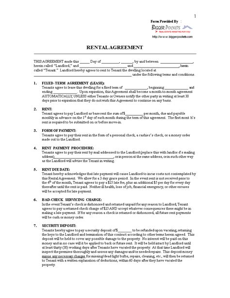 Free Printable Blank Lease Agreement Forms Printable Templates