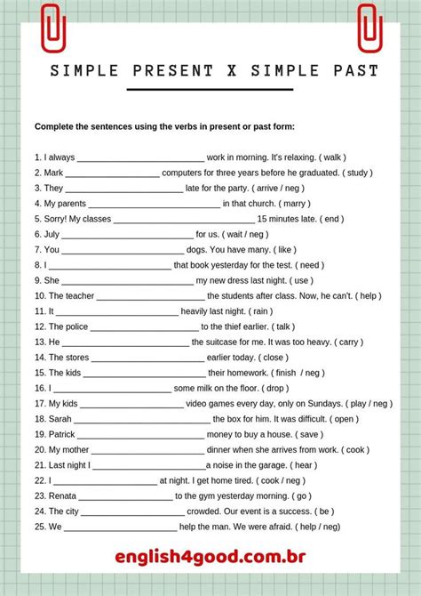 Simple Past X Simple Present Simple Past Tense Learn English Simple