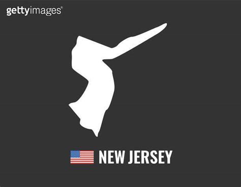 New Jersey Map Isolated On Black Background Silhouette New Jersey Usa
