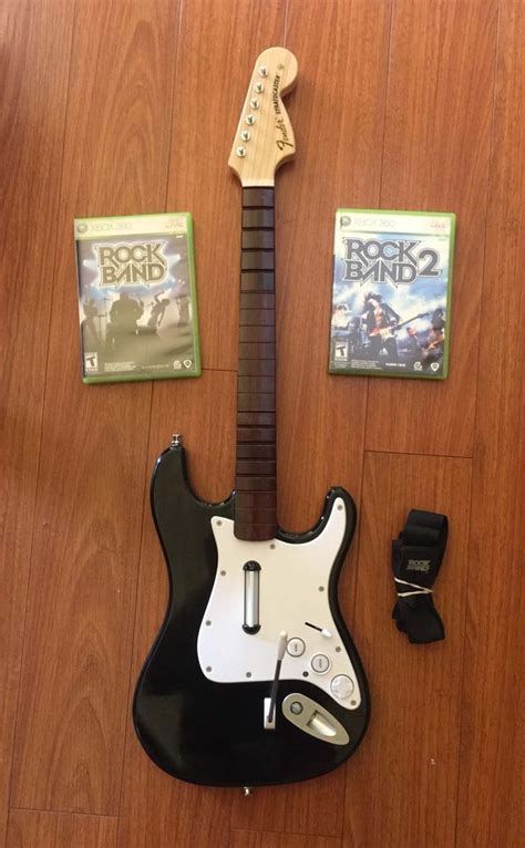 Xbox 360 Rock Band Wireless Guitar Xbgts2 Fender Strat Rockband 2 Tested Hero Guitar Rock