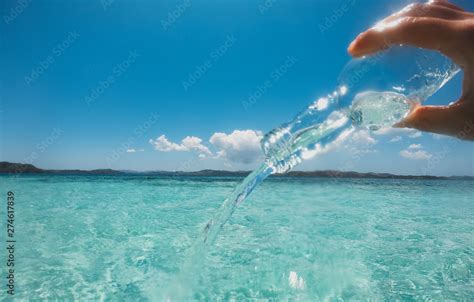 Crystal Azure Water In The Philippines Pouring Salty Water From The