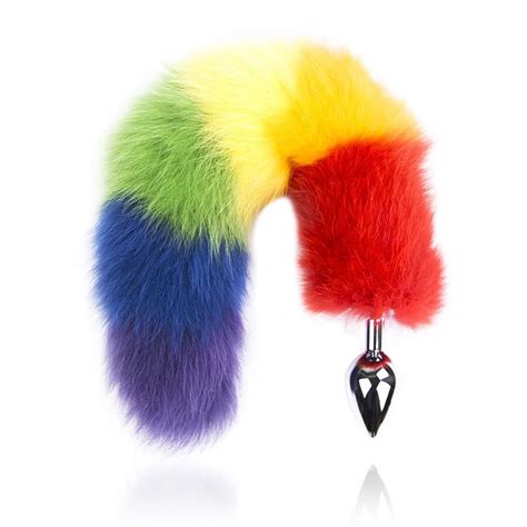 Fancy Hot Sale Rainbow Fox Tail Anal Plug Sex Toys For Women Men Erotic Metal Butt Insert Dildo