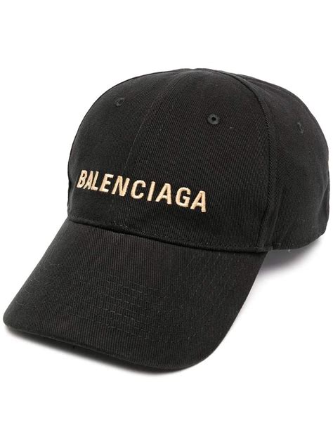 balenciaga cotton embroidered logo baseball cap black for men lyst