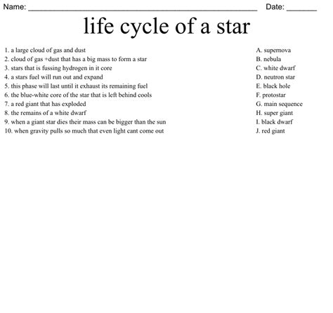 Life Cycle Of A Star Worksheet Worksheets For Kindergarten