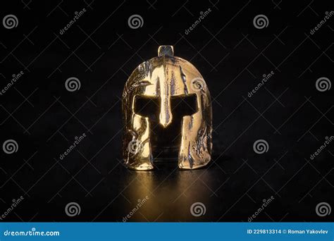A Golden Helmet The Spartan S Helmet Warrior S Helmet Stock Photo
