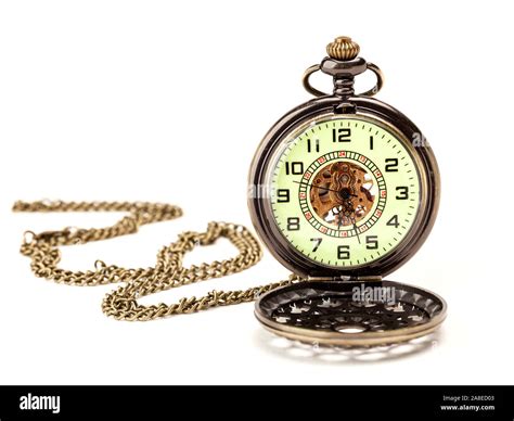 Modern Ornate Pocket Watch And Chain Stock Photo Alamy