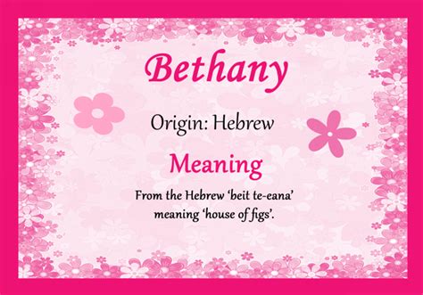 Bethany Personalised Name Meaning Certificate - The Card Zoo