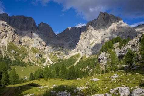 View Of The Marmolada Massif From Val Contrin Dolomites Stock Photo