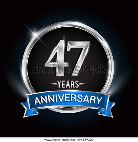 Celebrating 47 Years Anniversary Logo Silver Stock Vector Royalty Free
