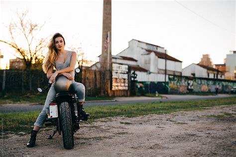 Attractive Girl Motorcycle Rider Posing By Stocksy Contributor