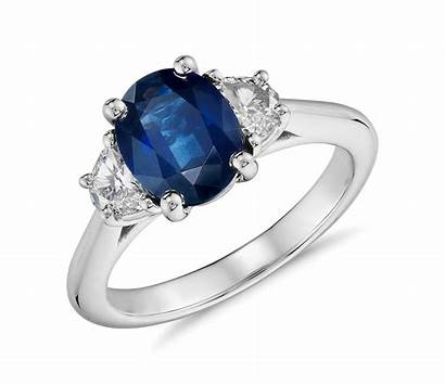 Sapphire Diamond Ring Moon Platinum Half Shaped
