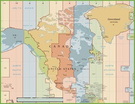 Time Zone Map Of North America Hd Time Zone Map Whatsanswer