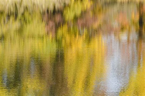 River Water With Reflection Of Autumn Forest Blurred Image Stock Image