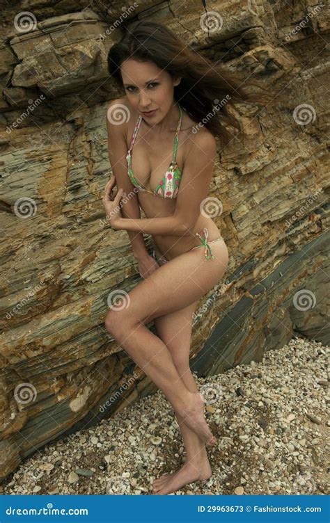 Attractive Brunette Girl Posing In Brazilian Bikini Stock Image Image Of Fashion Legs