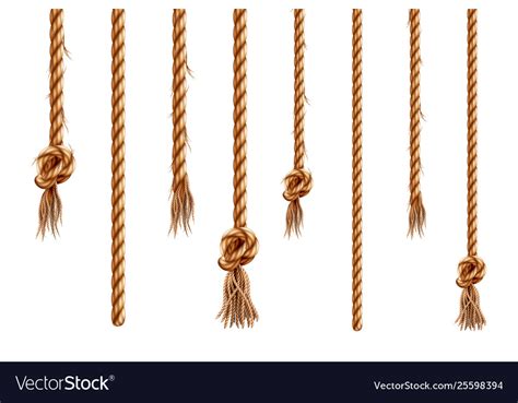 Set Isolated Hanging Ropes With Tassels Royalty Free Vector