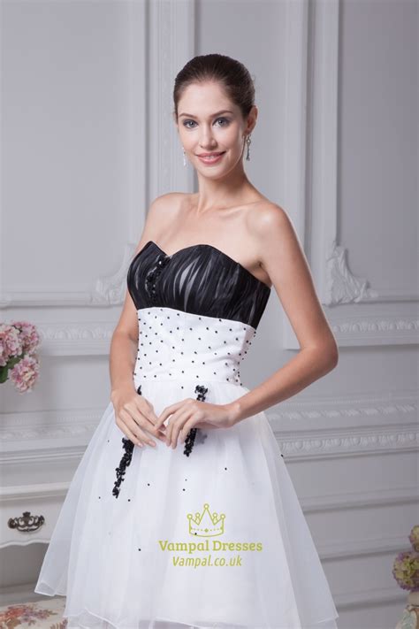 Tender short wedding dress in romantic style. White And Black Short Prom Dresses, White Wedding Dresses ...